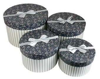 Emartbuy Set of 3 Rigid Luxury Cylindrical Presentation Gift Box Chocolate Brown Interior and Pink Jute Decorative Bow Ribbon Pink Box with Beige Lid
