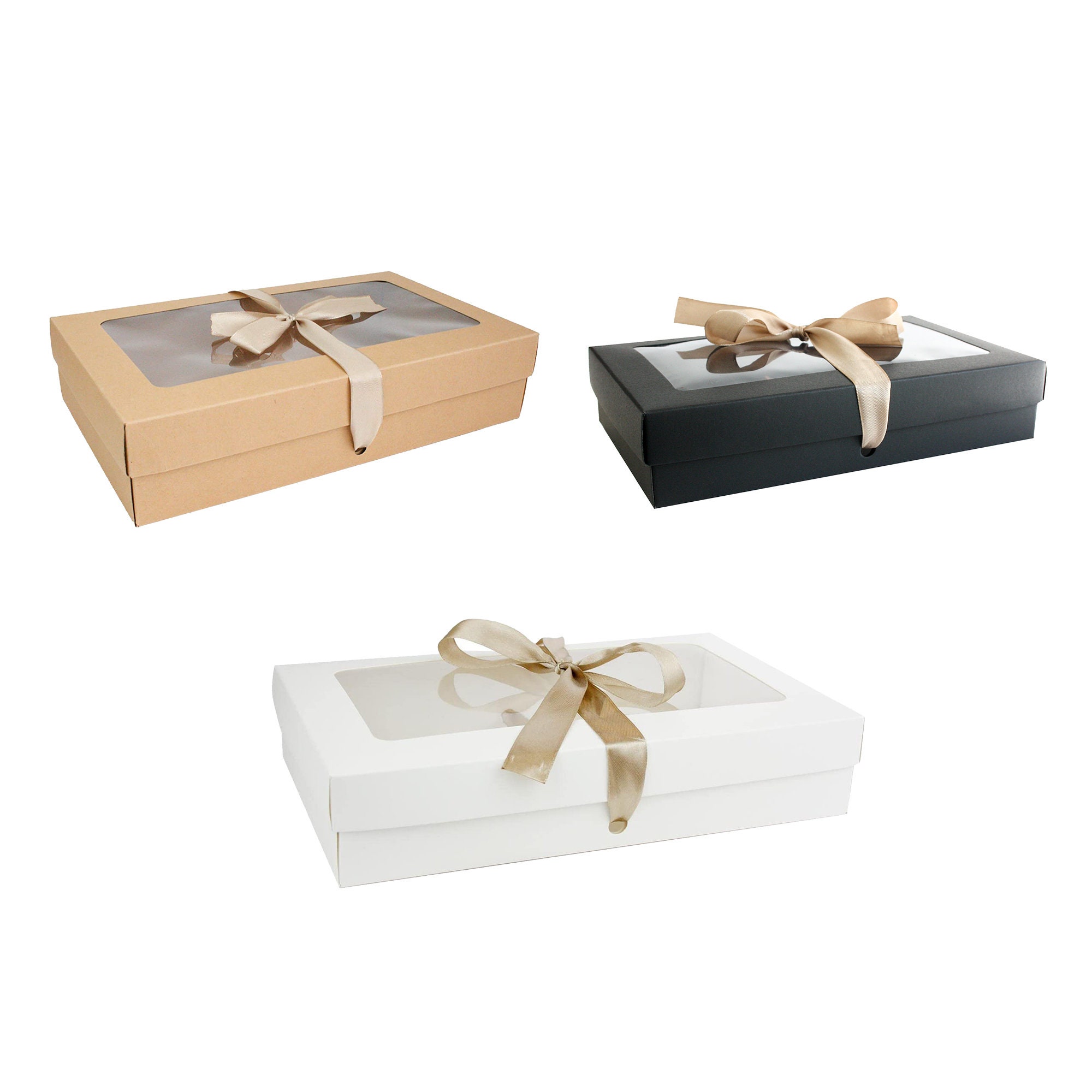 Pack of 36 Rectangle Shaped Presentation Gift Box, Black, Brown