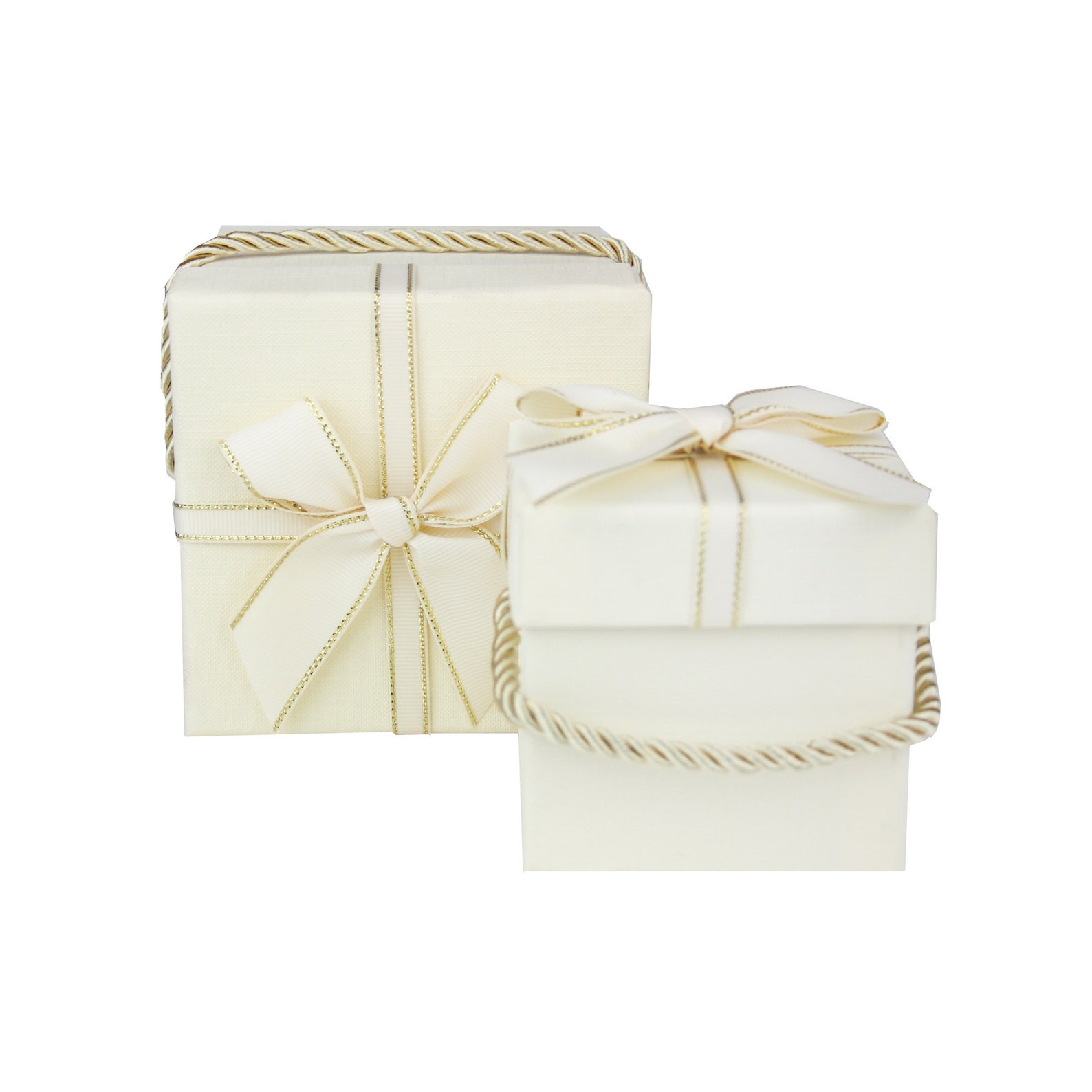 Square Shapped Box Set of 2 Rigid Luxury Square Shaped Presentation Box, Satin Ribbon Lid ...