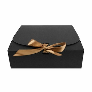Pack of 12 Square Shaped Presentation Gift Box, Easy Assembly, Kraft Box with Bow Ribbon image 2