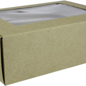 Rectangle Shaped Presentation Gift Box, Slide Out Drawer Style, Brown Kraft Box with Clear Window Lid 画像 2