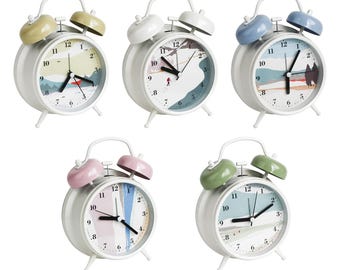 4 Inch Non-Ticking Bedside/Table Quartz Alarm Clock with Backlight, Battery Operated Travel Clock, Round and Loud Twin Bell Alarm Clock