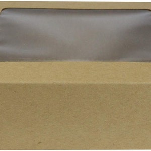 Rectangle Shaped Presentation Gift Box, Slide Out Drawer Style, Brown Kraft Box with Clear Window Lid 画像 3