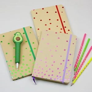 Brown Hardbound A5 Journal: Polka Dot Diary with Elastic Band