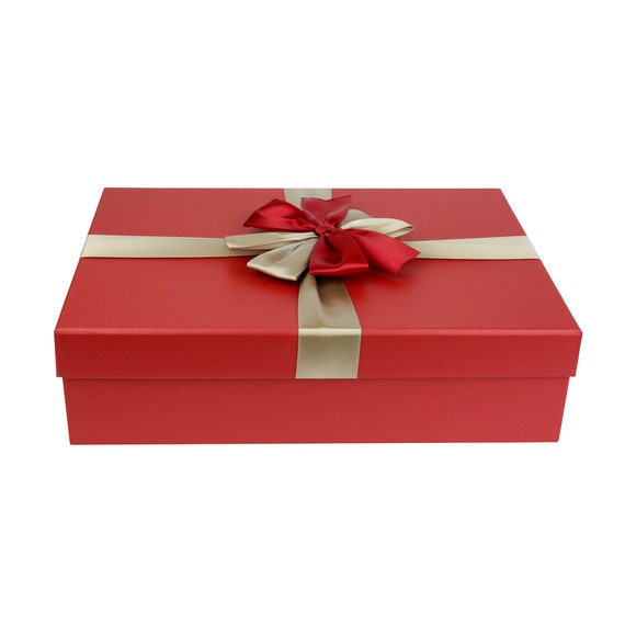 Shop at White Red with Striped Brown Ribbon Gift Box Emartbuy