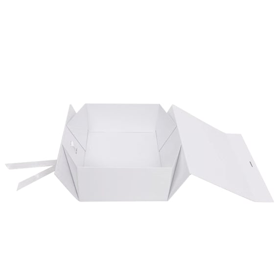 12 Scatole Regalo Quadrate 24x24x5 Cm - Bianche Con Fiocco, Facili Da Montare, Per Regali E Confetti - Foto 6