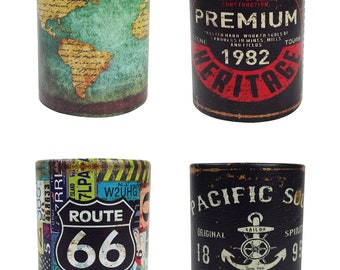 Office Table Desk Vintage Style Handmade Pen Stand Route 66 Pacific Soul Premium World Map
