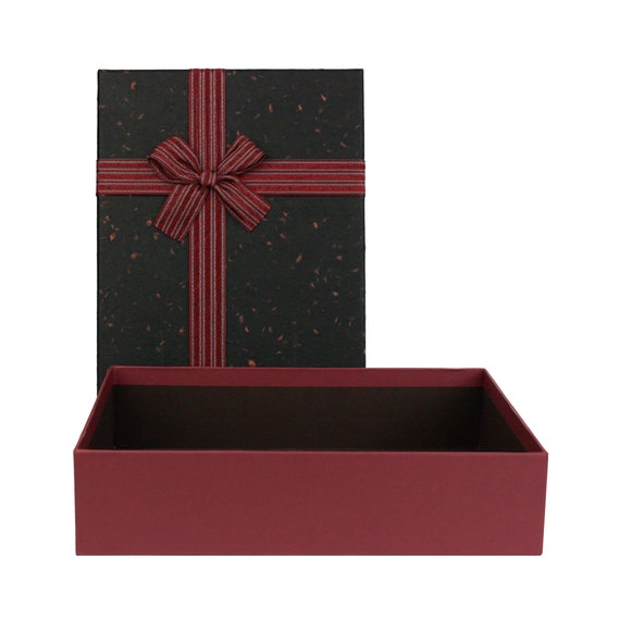 Rigid Gift Box With Lid, Brown Interior and Bow Decorative Rigid Gift Box With Lid, Brown Interior and Bow Decorative