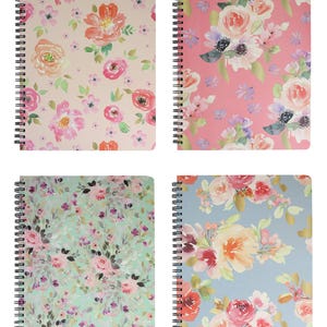 Floral Hard Cover Spiral Exercise Book Diary Notebook Notepad Writing Journal Ruled 80 Sheets (160 Pages)  Sizes - A5 , B5 , A7.