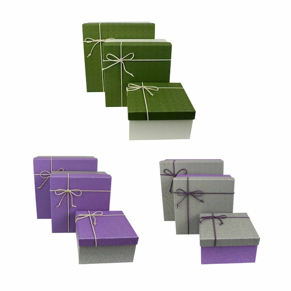 Luxury Blue Rigid Square Gift Box with Bows