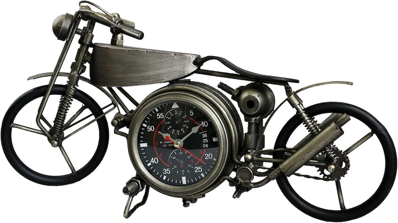 Retro Vintage Industrial Style Rustic Desk Table Clock Home Office Decor Motorbike Clock