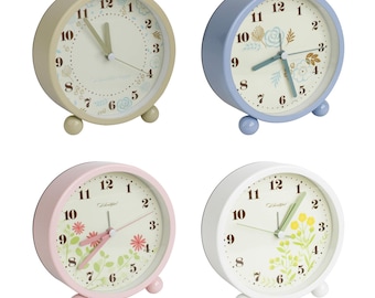 4 Inch Non-Ticking Bedside/Table Quartz Alarm Clock, Battery Operated Travel Clock, Round and Alarm Clock