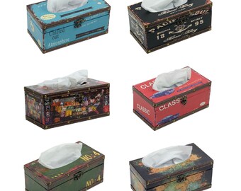 Retro Chic Tissue Box Cover Paper Napkin Holder Case Home Room Car Hotel Route 66 Pacific Soul