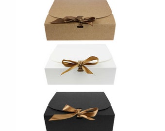 Pack of 96 Square Shaped Presentation Gift Box, Easy Assembly, Kraft Box with Bow Ribbon