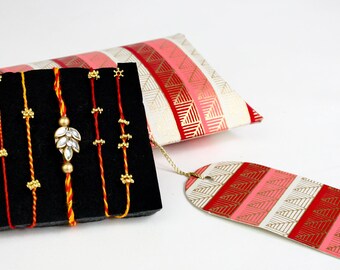 Pack of 5 Raksha Bandhan Rakhi for Brother Bhaiya with Notetag Supplied in a Pillow Box