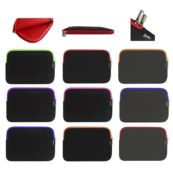 Emartbuy Black/Purple Water Resistant Neoprene Soft Zip Case