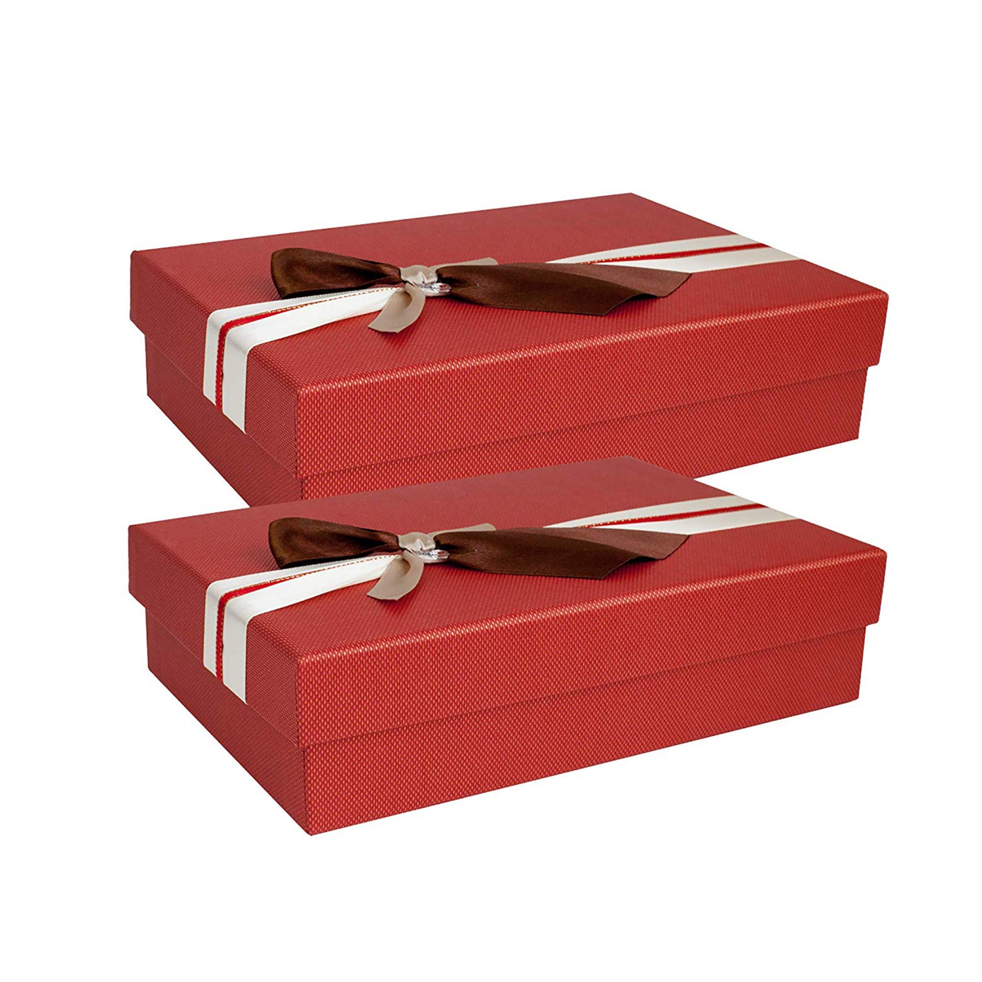 Shop at White Red with Striped Brown Ribbon Gift Box Emartbuy