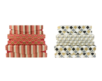 Emartbuy Set of 3 Rigid Luxury Magnetic Rectangle Shaped Presentation Printed Handmade Cotton Paper Gift Box
