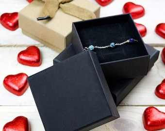 Ensemble de 24 / 48 / 96 boîtes cadeau kraft carrées noires en carton, boîtes à pendentifs bijoux, boîtes à bagues, pour anniversaires, mariages, anniversaires