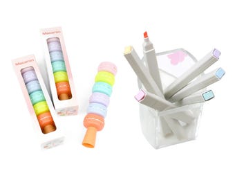 Set of 6 Highlighters Markers Pastel Colors and Fine & Chisel Tips Smooth Ink Flow With Dual-Tip | For Studying, Scrapbooking and Gifting