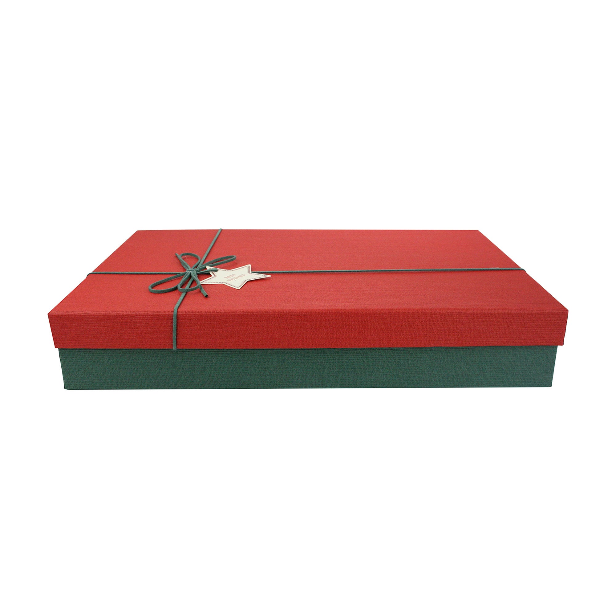 Rigid Single Slim Gift Box with Lid, Brown Interior and Decorative Ribbon, 36 x 25 x 2.2 cm