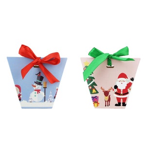 Christmas Candy Boxes: Santa & Snowman Treat Boxes with Ribbon