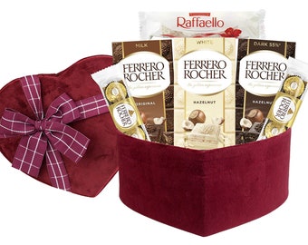 Confezione regalo di cioccolato di lusso premium Cesto Natale Compleanno Occasioni San Valentino, Pasqua - Cuori d'amore