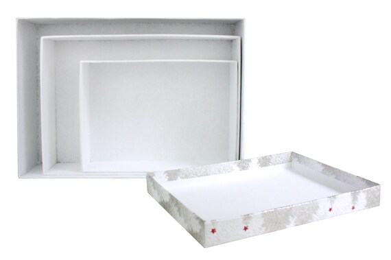 Achat 30,5 X 23 X 5 Cm Boîte Cadeau En Papier Fait Main Blanc à Carreaux En Gros