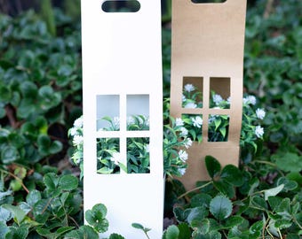 Paquete de 12 cajas de flores altas creativas, cestas de flores portátiles, cajas de papel kraft plegables para floristería