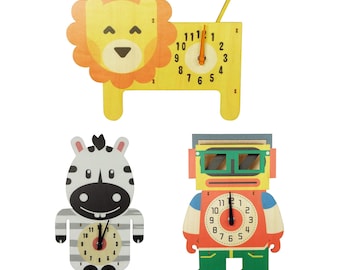 Silent Clock Novelty Pendulum Wall Clock MDF Cartoon Kid's Bedroom Home Decor