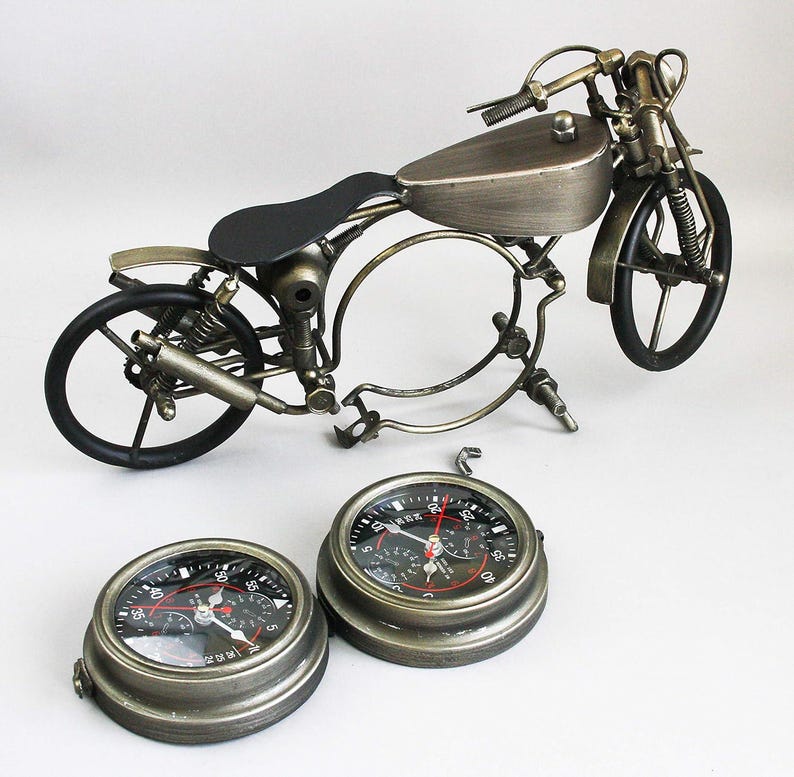 Retro Vintage Industrial Style Rustic Desk Table Clock Home Office Decor image 2