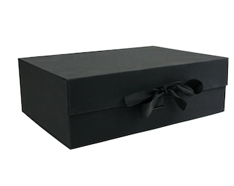 Single Box, Pack of 5 & Pack of 10 Black Magnetic Gift Box with Ribbon