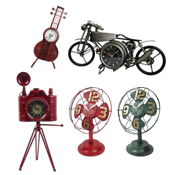 Retro Vintage Industrial Style Rustic Desk Table Clock Home Office Decor
