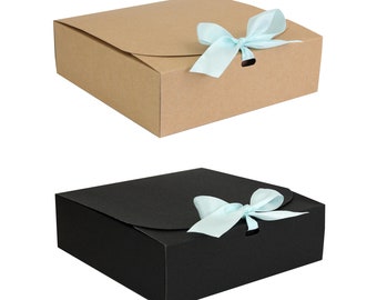 Boutigem 10 scatole quadrate in carta kraft, 12 x 12 x 9 cm, con nastro, per matrimoni, feste, compleanni, Natale, San Valentino, colore: marrone