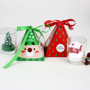 Christmas Cone Treat Boxes: Santa & Snowman Designs, Set of 24