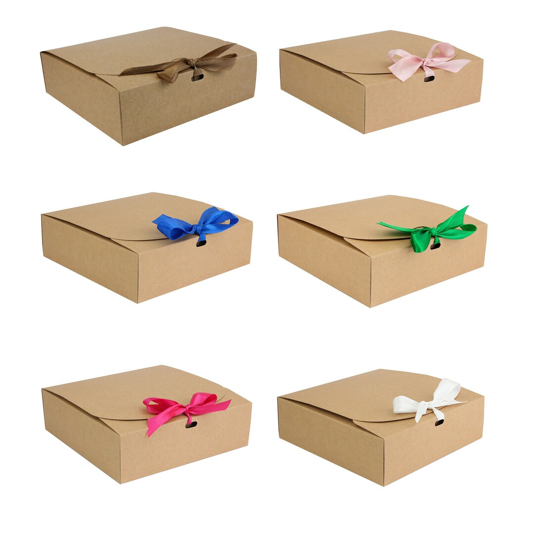 12 Square Shaped Presentation Gift Box With Bow Ribbon , Easy Assembly - View #8