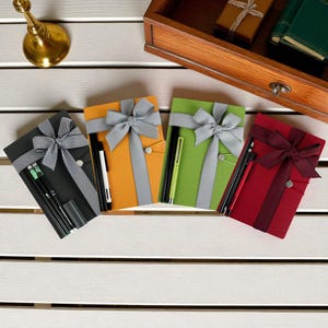 A5 Hardbound Notebook Gift Set: Metal Pen & Pencils with Ribbon