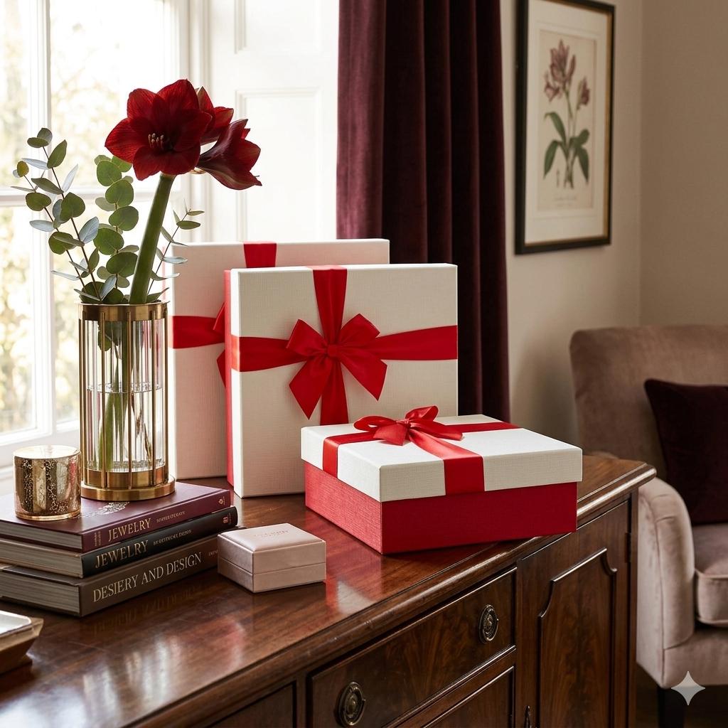 Briful Set di 4 scatole regalo natalizie con coperchio, scatole regalo rettangolari per regali, piccole scatole regalo di Natale per artigianato, cioccolato, giocattoli per bambini, decorazioni