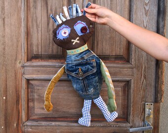 Cute creepy plush. Large scary doll Weird stuffed toy