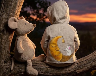Gray organic baby clothes. Linen toddler boy outfits. Hand painted
