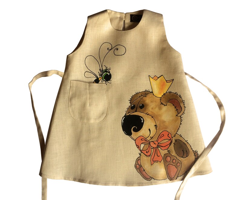 Girls linen dress Woodland dress girls Cottagecore hand painted organic baby clothes