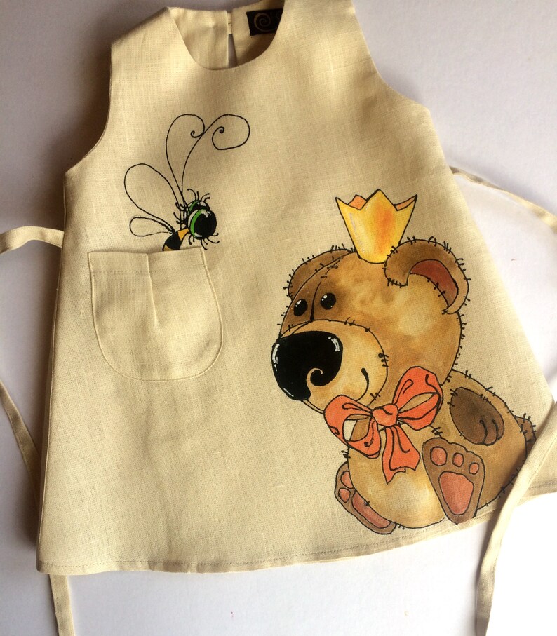 Girls linen dress Woodland dress girls Cottagecore hand painted organic baby clothes