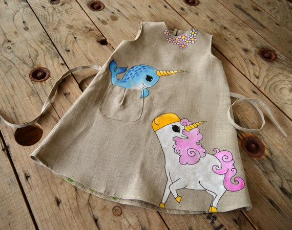 Vestido de lino para ni as N cleo de hadas Ropa pintada hecha a
