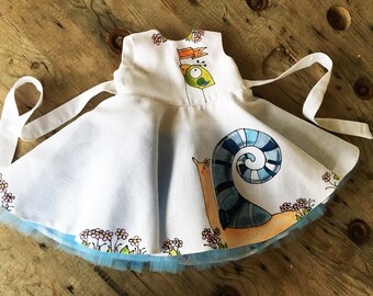 Cottagecore dress Toddler linen dress Handmade painted clothes