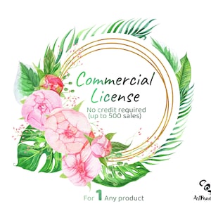 Commercial License - Digital Download Printable ClipArt Watercolor Clipart Add-On - License to use 1 set up to 500 times for sale