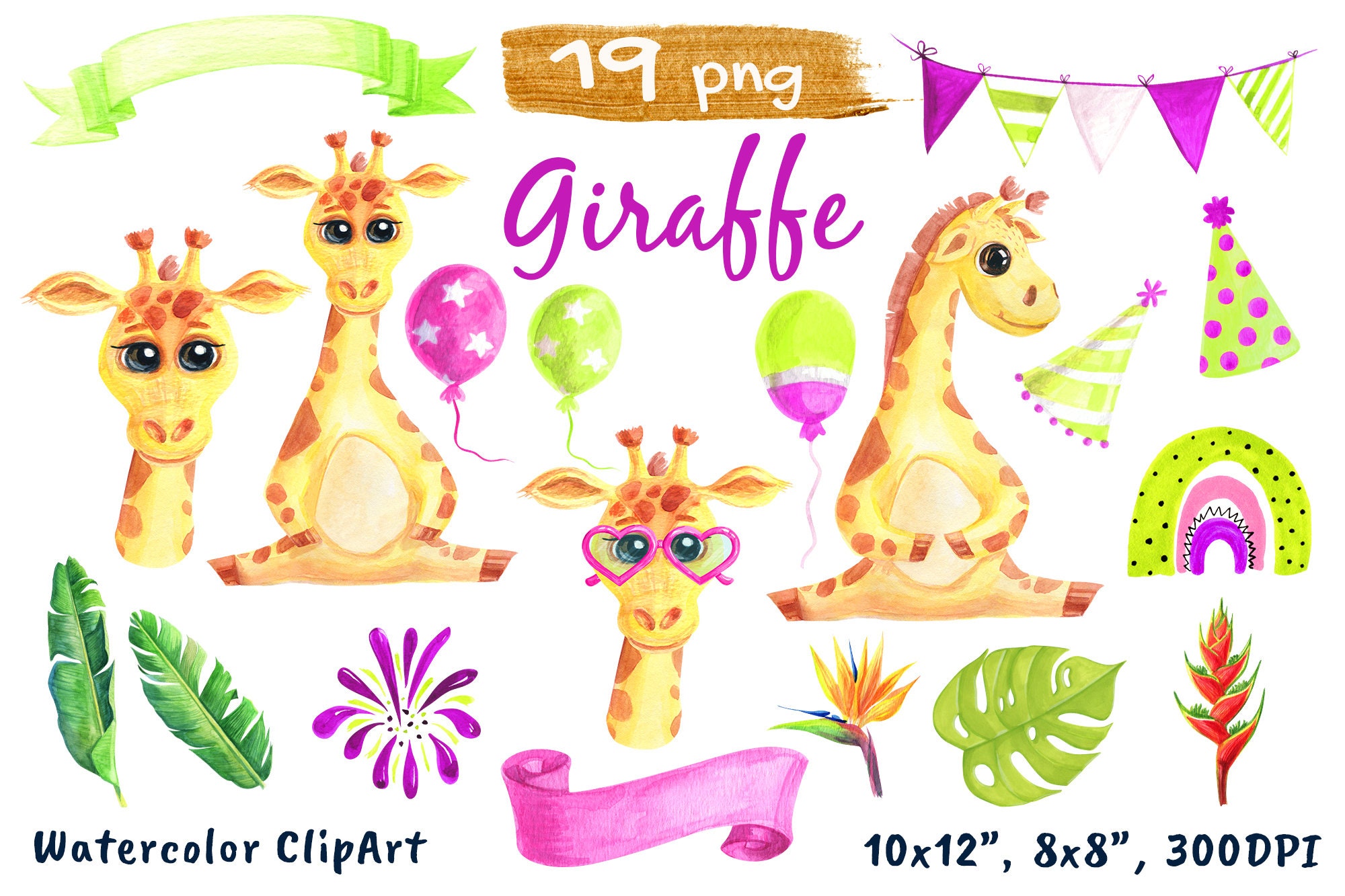 Watercolor Giraffe Nursery Printable. Safari Zoo African - Etsy