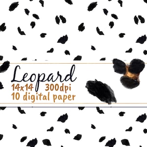 Leopard Spots Digital Paper Cheetah Watercolor Clipart Skin Seamless Pattern