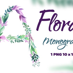 Flower Monogram Floral Letter Wall Decor Printable Letter Decorative Initial Floral Monogram Nursery Big Letters Clip Art Wall Monogram Baby