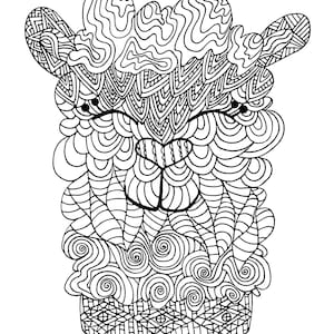 Animal PDF Coloring Page for Adults Digital Doodle Coloring - Etsy