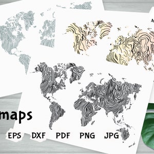 World Map Svg Cut File World Map Clip Art Vector Map Silhouette Dxf File Dxf Cut File Instant Download Png Pdf SVG JPG SVG cricut printable